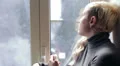 thoughtful woman waiting for a call HD Footage