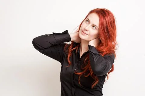 Thoughtful young redhead. Foto stock