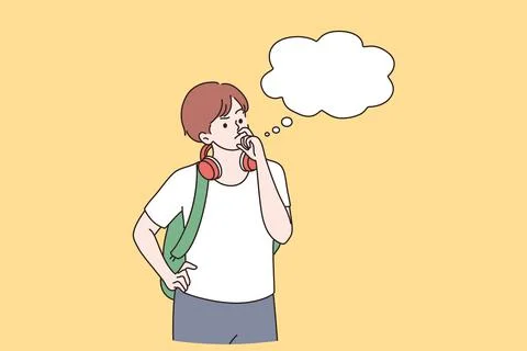 Thoughtfulness and thinking of ideas concept Stock Illustration