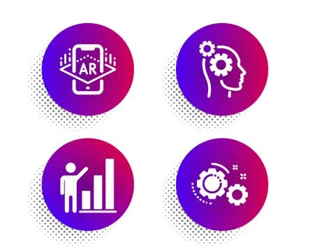 Thoughts, Augmented reality and Graph chart icons set. Gears sign. Vector 스톡 일러스트