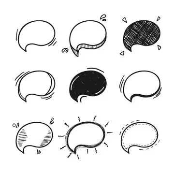 Thoughts bubbles hand drawn set Stock Illustration