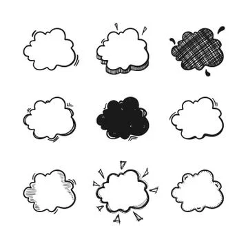 Thoughts bubbles hand drawn set Stock Illustration