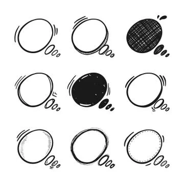 Thoughts bubbles hand drawn set Stock Illustration