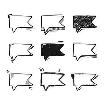 Thoughts bubbles hand drawn set Stock Illustration