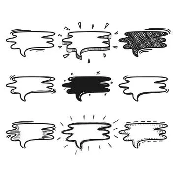 Thoughts bubbles hand drawn set Stock Illustration