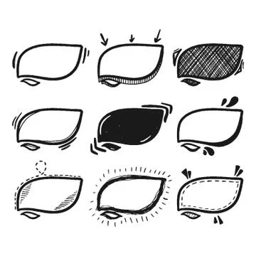 Thoughts bubbles hand drawn set Stock Illustration