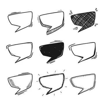 Thoughts bubbles hand drawn set Stock Illustration