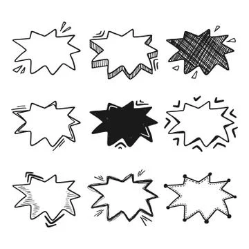 Thoughts bubbles hand drawn set Stock Illustration