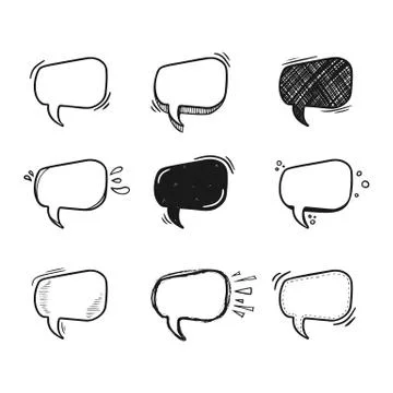 Thoughts bubbles hand drawn set Stock Illustration