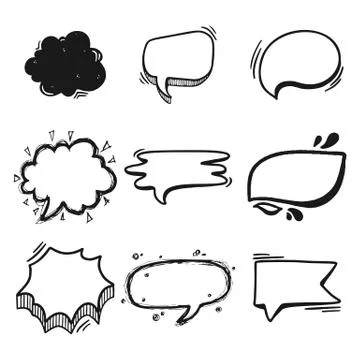 Thoughts bubbles hand drawn set Stock Illustration