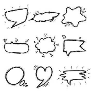 Thoughts bubbles hand drawn set Stock Illustration