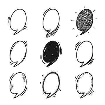 Thoughts bubbles hand drawn set Stock Illustration