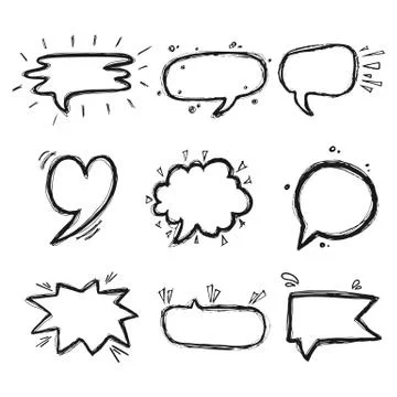 Thoughts bubbles hand drawn set Stock Illustration