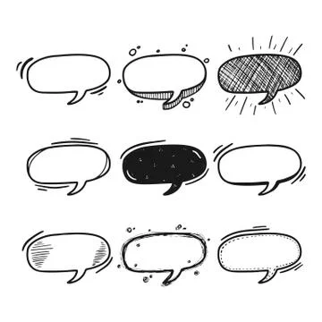 Thoughts bubbles hand drawn set Stock Illustration