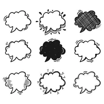 Thoughts bubbles hand drawn set Stock Illustration