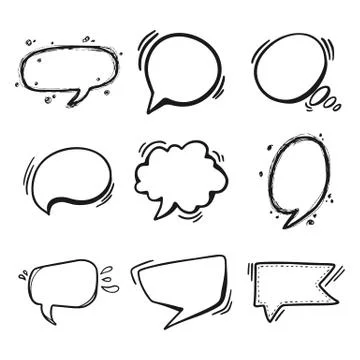 Thoughts bubbles hand drawn set Stock Illustration