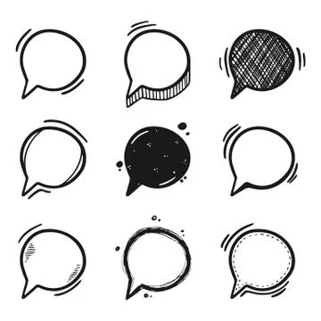 Thoughts bubbles hand drawn set Stock Illustration