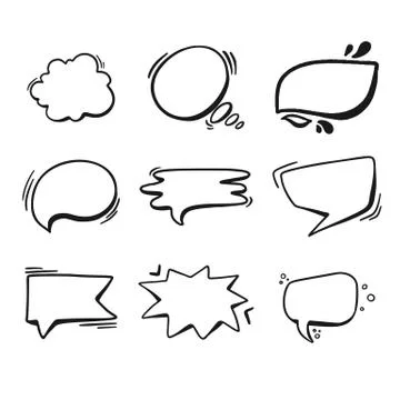 Thoughts bubbles hand drawn set Stock Illustration