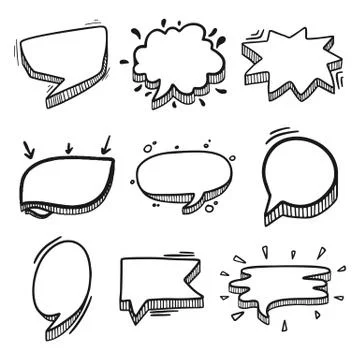 Thoughts bubbles hand drawn set Stock Illustration