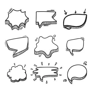 Thoughts bubbles hand drawn set Stock Illustration