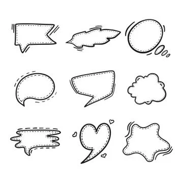 Thoughts bubbles hand drawn set Stock Illustration
