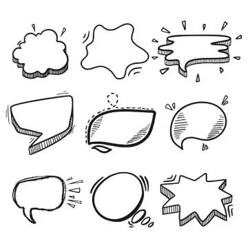 Thoughts bubbles hand drawn set Stock Illustration