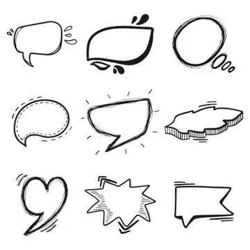 Thoughts bubbles hand drawn set Stock Illustration