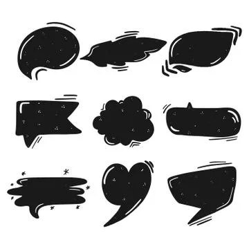 Thoughts bubbles hand drawn set Stock Illustration