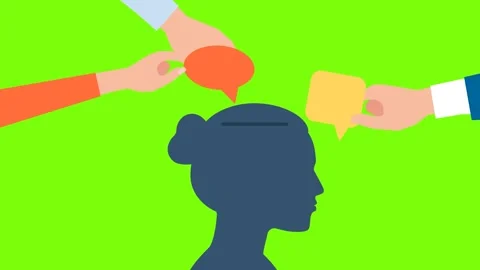 Thoughts enter the brain. Silhouette of a female head, side view. Propaganda Stock Footage 340901913