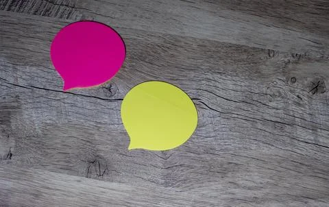 Thoughts in the Form of a Colored Paper Sticker. Speech Bubbles on a Light .. Stock Photos