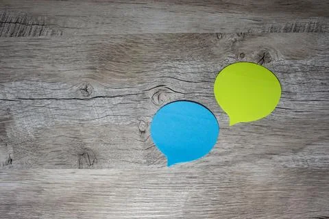 Thoughts in the Form of a Colored Paper Sticker. Speech Bubbles on a Light .. Stock Photos