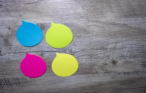 Thoughts in the Form of a Colored Paper Sticker. Speech Bubbles on a Light .. Stock Photos