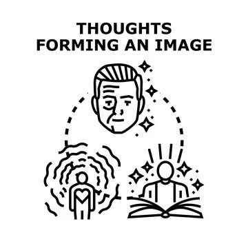 Thoughts forming ideas, perception, and memory concepts Stock Illustration