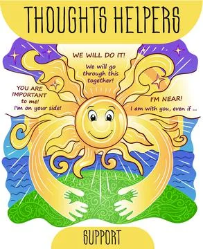 Thoughts helpers self support Stock Illustration
