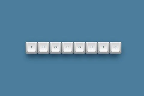 Thoughts text on a 3d keyboard button with shadow concept series Иллюстрация