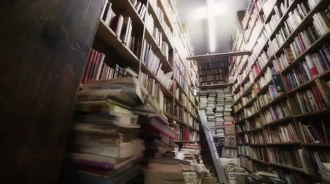Thousand of books in library Stock Footage 34299082