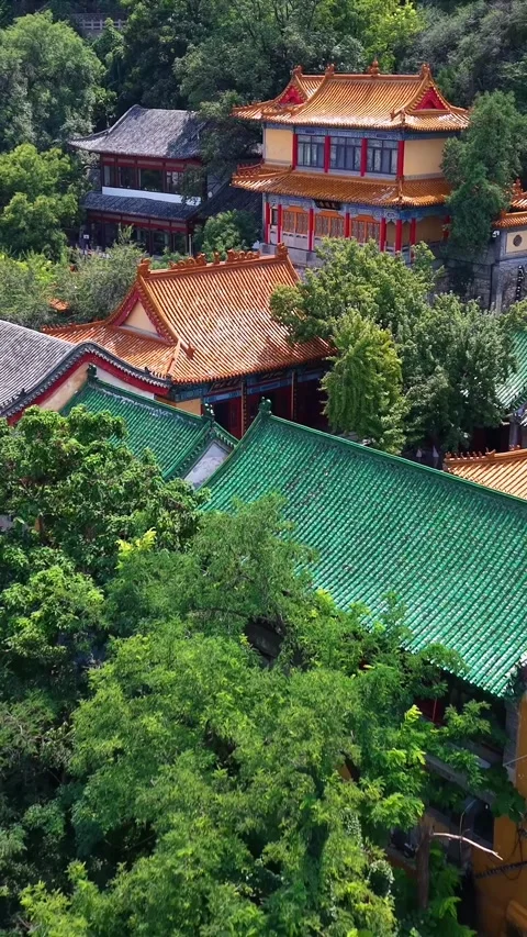 Thousand Buddha Mountain Temples: Ancient Chinese Architecture in Jinan Stock Footage 331219388