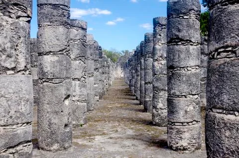 Thousand Columns group at Chichen Itza, Wonder of the World Stock Photos