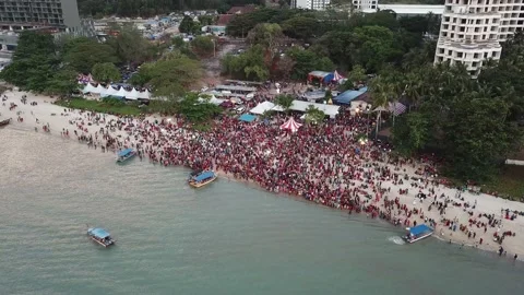 Thousand of devotees attend Indian religious event floating chariot festival Stock Footage 133993279