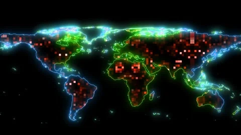 Thousand digital green tiny light global map on the black screen 動画素材 248198445