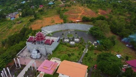 The Thousand Faces statue in Bintan is a stunning Buddhist Stock-Footage 288636061