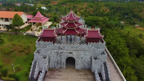 The Thousand Faces statue in Bintan is a stunning Buddhist Video stock 288637116