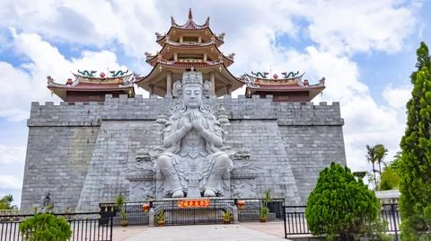 Thousand Faces Statue in the Monastery Stock Photos