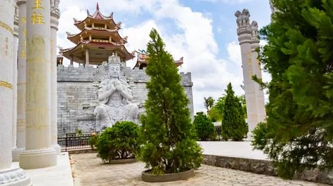Thousand Faces Statue in the Monastery Stock Photos