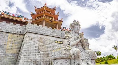 Thousand Faces Statue in the Monastery Stock Photos