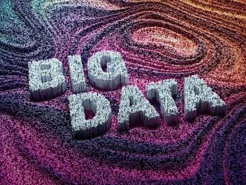 Thousands bar graphs forming words big data. Big data concept. Stockillustratie