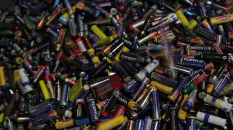 Thousands of batteries falling Video stock 25938130