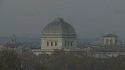 Thousands of birds over Jewish Ghetto (Rome) Stock Footage