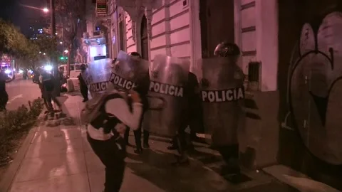 Thousands continue to march in Lima to demand president resign, PERÚ, PE - 10 Fe Stock Footage 232743763