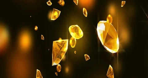 Thousands of Diamonds Colour Gold Falling Stock Footage 108932825